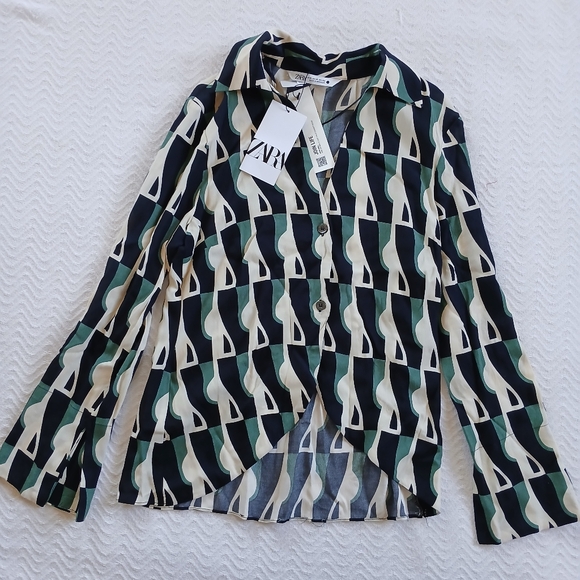 zara ♡ printed blouse double the fun - Picture 1 of 6